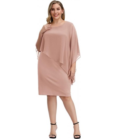 Women's Sleeveless Cape Dress with Chiffon Overlay Bodycon Pencil Dress Dark Pink $30.20 Dresses