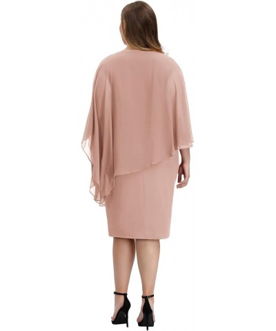 Women's Sleeveless Cape Dress with Chiffon Overlay Bodycon Pencil Dress Dark Pink $30.20 Dresses