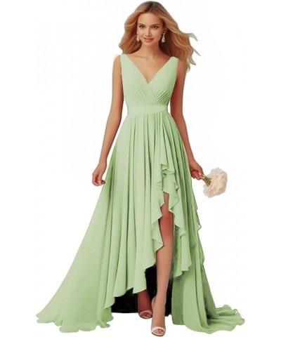 Bridesmaid Dresses V-Neck Chiffon - with Slit Formal Dress Prom Dress Evening Gowns for Wedding Dusty Rose $33.27 Dresses