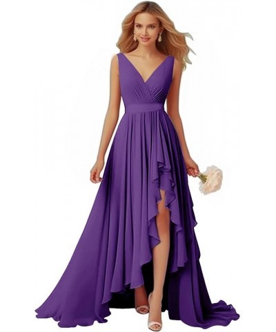 Bridesmaid Dresses V-Neck Chiffon - with Slit Formal Dress Prom Dress Evening Gowns for Wedding Dusty Rose $33.27 Dresses