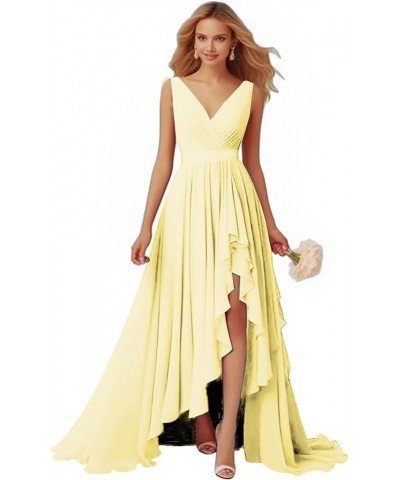 Bridesmaid Dresses V-Neck Chiffon - with Slit Formal Dress Prom Dress Evening Gowns for Wedding Dusty Rose $33.27 Dresses