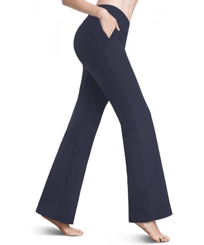 Dress Pants for Women Wide Leg High Waist Bootcut Tummy Control Stretch Flare Leggings Work Trousers Petite 30" Inseam Blue $...