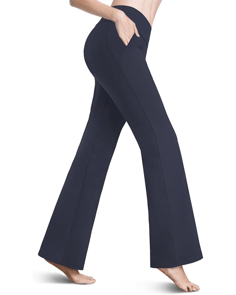 Dress Pants for Women Wide Leg High Waist Bootcut Tummy Control Stretch Flare Leggings Work Trousers Petite 30" Inseam Blue $...