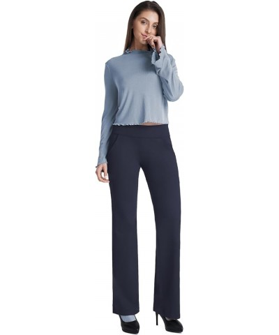 Dress Pants for Women Wide Leg High Waist Bootcut Tummy Control Stretch Flare Leggings Work Trousers Petite 30" Inseam Blue $...