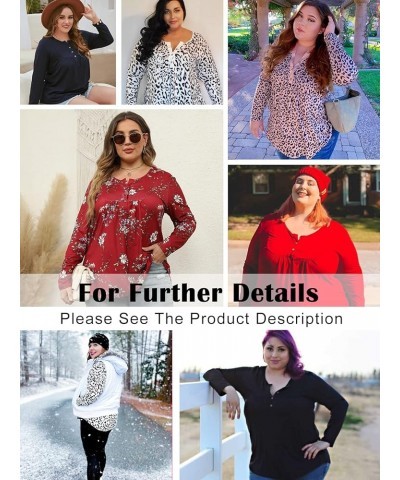 VOGRACE Womens-Plus-Size-Tops Flowy Long Sleeve Henley Shirts Buttons Up Blouses Pleated Tunics 08_floral_g $9.17 Tops