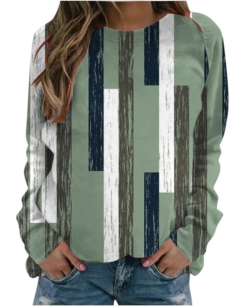 Womens Casual Long Sleeve Sweatshirt Fall Fashion 2023 Floral Print Pullover Shirts Loose Fit Graphic Thin Blouses G011-green...