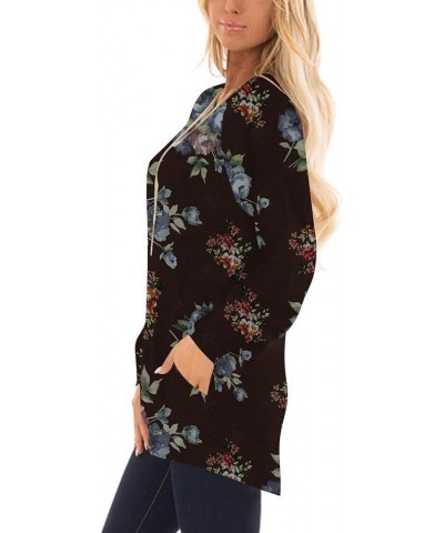 Womens 2023 Fall Long Sleeve T-Shirts Casual Tunic Tops for Leggings Loose Soft Blouses with Pocket Blue Flower Coffee $14.40...