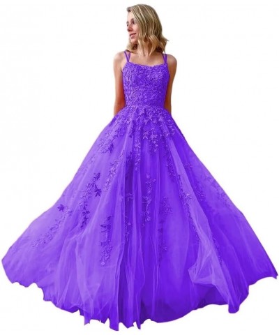 Lace Applique Prom Dresses for Women A Line Sweet 16 Spaghetti Strap Formal Evening Dress Purple $36.40 Dresses