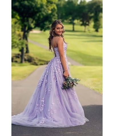 Lace Applique Prom Dresses for Women A Line Sweet 16 Spaghetti Strap Formal Evening Dress Purple $36.40 Dresses