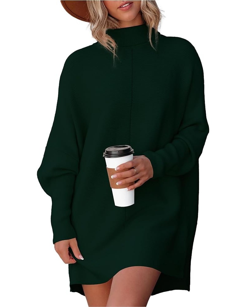 Womens Turtleneck Sweater Dress 2024 Fall Fashion Oversized Batwing Long Sleeve Ribbed Knit Pullover Sweaters Dark Green $23....