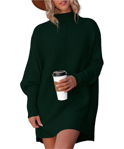 Womens Turtleneck Sweater Dress 2024 Fall Fashion Oversized Batwing Long Sleeve Ribbed Knit Pullover Sweaters Dark Green $23....