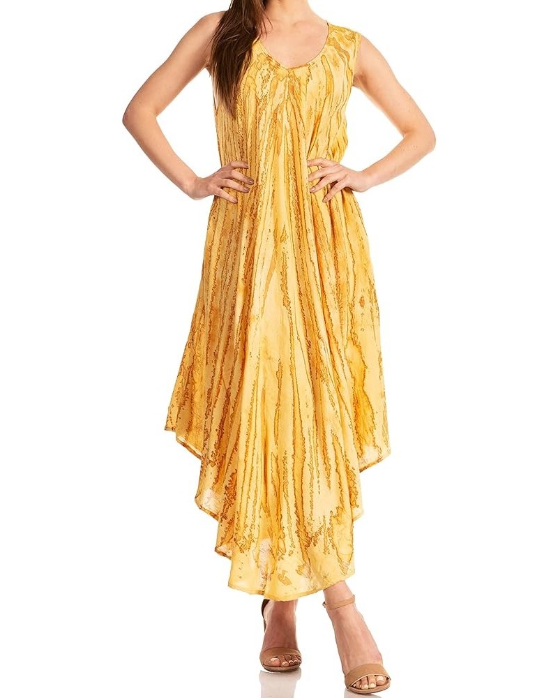 Kara Long Draped Sleeveless Marbled Caftan Dress/Cover Up Goldenrod $16.17 Swimsuits