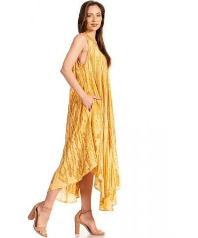 Kara Long Draped Sleeveless Marbled Caftan Dress/Cover Up Goldenrod $16.17 Swimsuits