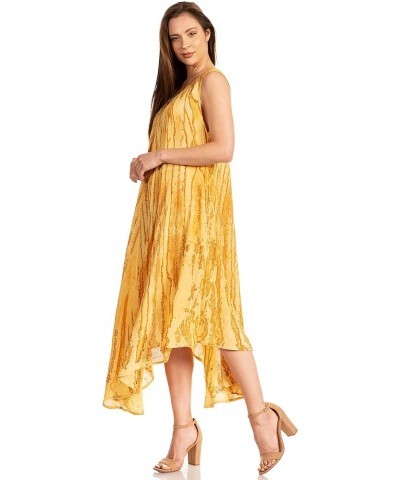 Kara Long Draped Sleeveless Marbled Caftan Dress/Cover Up Goldenrod $16.17 Swimsuits