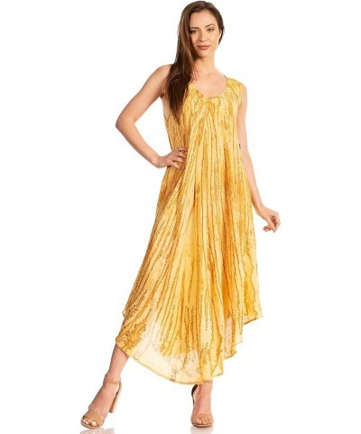 Kara Long Draped Sleeveless Marbled Caftan Dress/Cover Up Goldenrod $16.17 Swimsuits