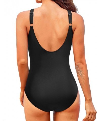 Women One Piece Tummy Control Swimsuit Slimming Bathing Suit Wrap Swimwear Black $14.40 Swimsuits