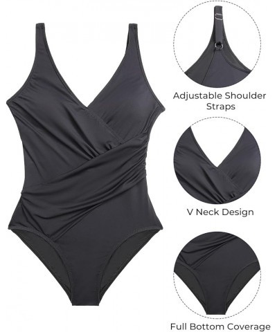 Women One Piece Tummy Control Swimsuit Slimming Bathing Suit Wrap Swimwear Black $14.40 Swimsuits