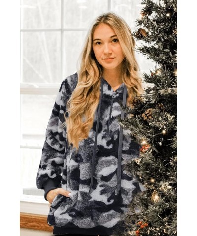 Womens 2023 Fashion Fuzzy Warm Casual Loose Hooded Sweatshirt Hoodies with Pockets Outerwear S-XXL Z Camo Gray $22.13 Hoodies...