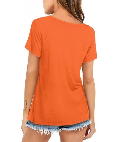 Womens Tshirts V Neck Short/Long Sleeve Tops Tee Solid Color Blouse A: Orange $14.03 T-Shirts