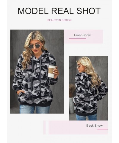 Womens 2023 Fashion Fuzzy Warm Casual Loose Hooded Sweatshirt Hoodies with Pockets Outerwear S-XXL Z Camo Gray $22.13 Hoodies...