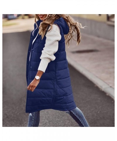 Women'S Long Quilted Vest Sleeveless Maxi Length Puffer Vest Zipper & Button Up Casual Down Coat Winter Outerwear 06 Navy $15...