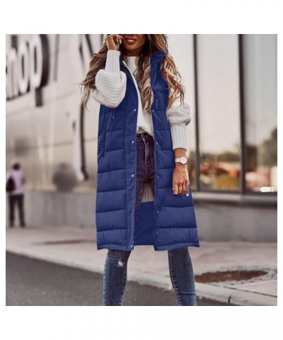 Women'S Long Quilted Vest Sleeveless Maxi Length Puffer Vest Zipper & Button Up Casual Down Coat Winter Outerwear 06 Navy $15...