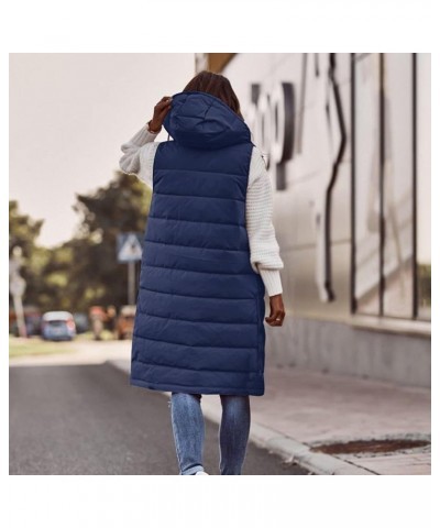 Women'S Long Quilted Vest Sleeveless Maxi Length Puffer Vest Zipper & Button Up Casual Down Coat Winter Outerwear 06 Navy $15...