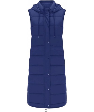 Women'S Long Quilted Vest Sleeveless Maxi Length Puffer Vest Zipper & Button Up Casual Down Coat Winter Outerwear 06 Navy $15...