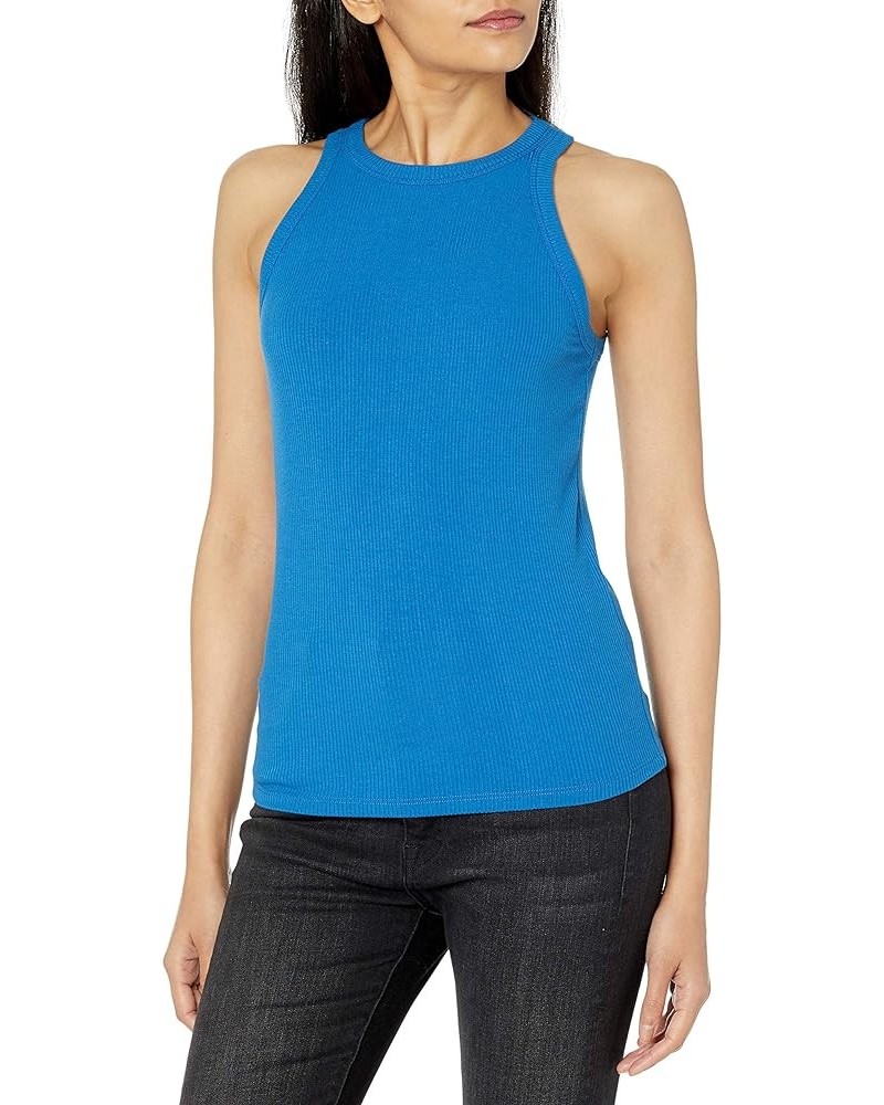 Women's Valerie Cutaway-Neck Racerback Rib Knit Tank Top Classic Blue $8.49 Tanks