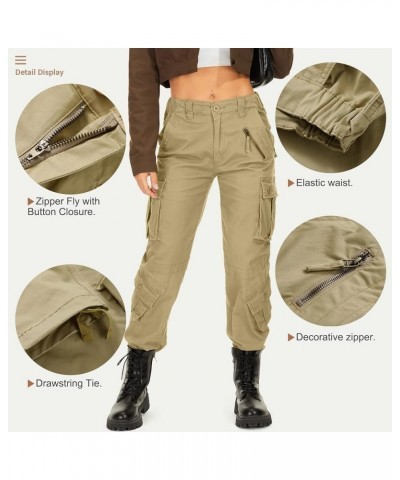 Womens Cargo Pants Army Combat Work Pants with 8 Pockets Casual Cotton Ripstop Construction Pants Khaki $24.59 Pants