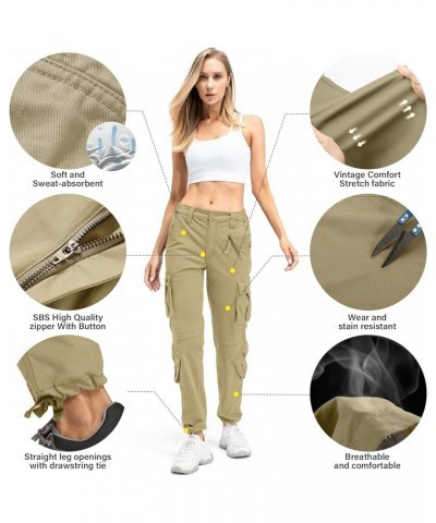 Womens Cargo Pants Army Combat Work Pants with 8 Pockets Casual Cotton Ripstop Construction Pants Khaki $24.59 Pants