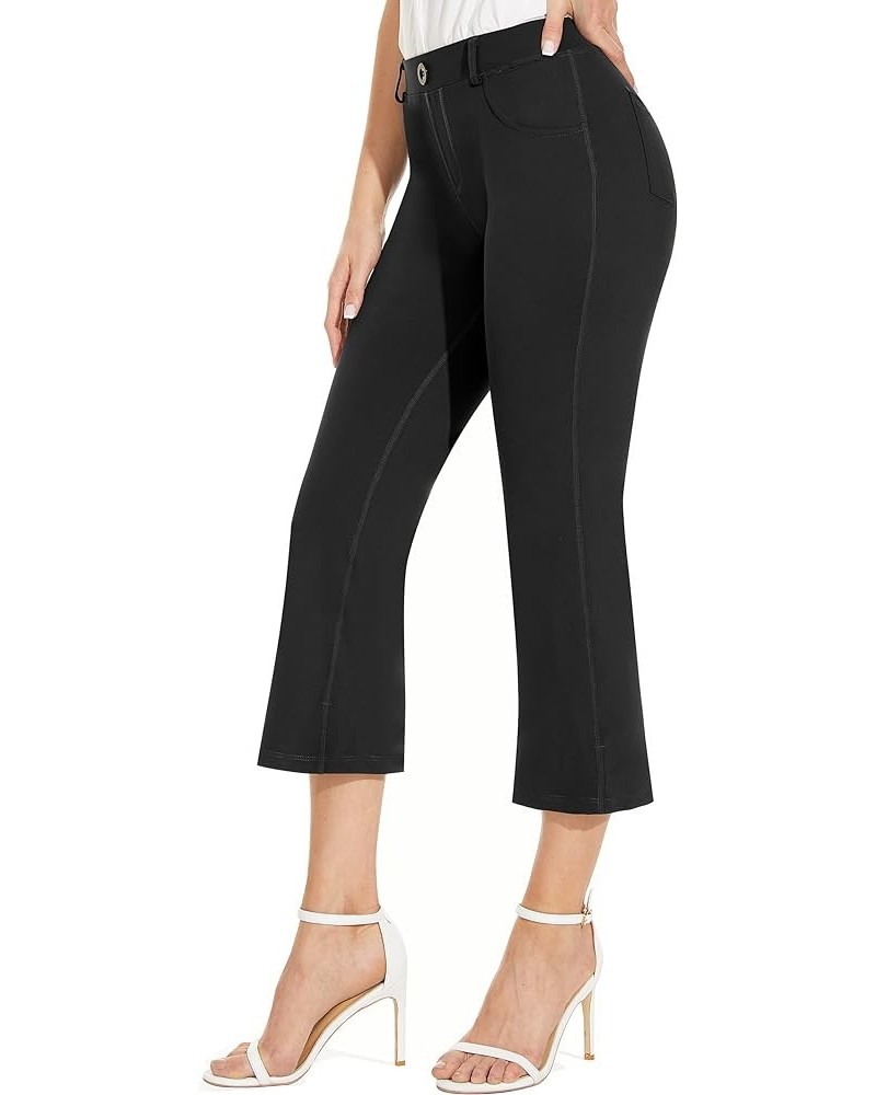 Dress Capri Pants for Women Casual Summer Business Cropped Bootcut Pull On Yoga Dress Pants Women with 5 Pockets 01-black $22...