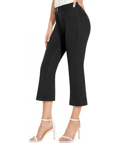 Dress Capri Pants for Women Casual Summer Business Cropped Bootcut Pull On Yoga Dress Pants Women with 5 Pockets 01-black $22...