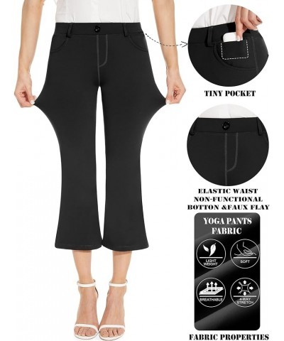 Dress Capri Pants for Women Casual Summer Business Cropped Bootcut Pull On Yoga Dress Pants Women with 5 Pockets 01-black $22...