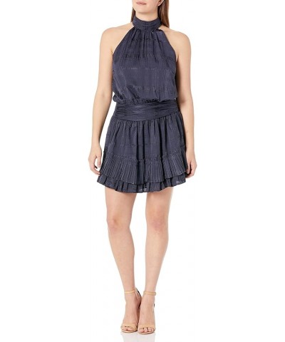 Women's Silk Plaid Lowri Dress Navy $96.57 Dresses