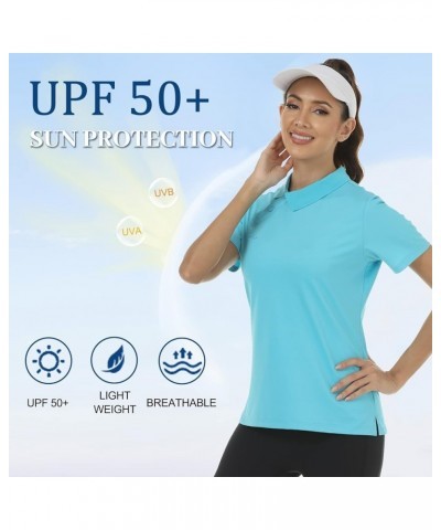 Golf Shirts Women Dri Fit Golf Wear for Women Moisture Wicking Collared Golf Shirts Sky Blue X-Small Large A02-sky Blue $8.94...