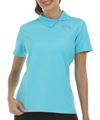 Golf Shirts Women Dri Fit Golf Wear for Women Moisture Wicking Collared Golf Shirts Sky Blue X-Small Large A02-sky Blue $8.94...