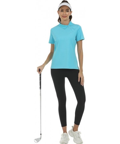 Golf Shirts Women Dri Fit Golf Wear for Women Moisture Wicking Collared Golf Shirts Sky Blue X-Small Large A02-sky Blue $8.94...