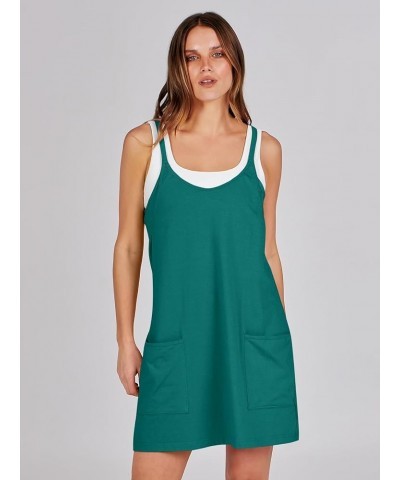 Women 2024 Summer Sleeveless Mini Dress Casual Short Sundress Workout Tennis Athletic Onesie with Built in Shorts Teal $14.70...