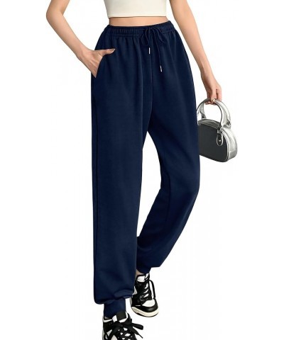 Womens Sweatpants Loose Drawstring Joggers Pants with Pockets Workout Casual Comfy Lounge Pants Navy Blue $10.00 Activewear