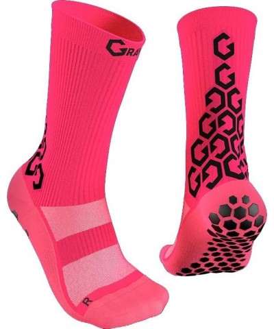 Gravity Pro Grip Socks with Non-Slip Technology, Soccer, Running, Basketball, Unisex, Crew Length Pink $15.29 Activewear