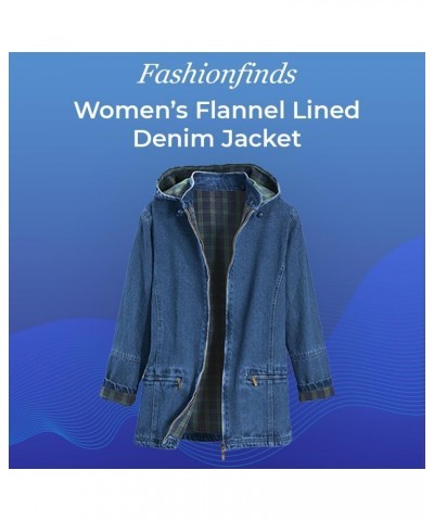 Women's Flannel Lined Denim Jacket | Detachable Hood | Zip Front and Side Pockets | 100% Cotton Denim $41.80 Jackets