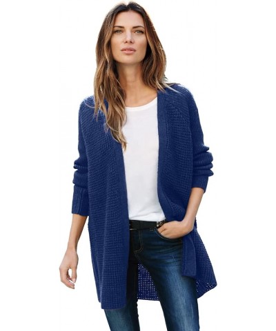 Women's Plus Size Open Front Waffle Cardigan Oversized Long Lightweight Sweater Evening Blue $20.28 Sweaters