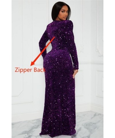 Long Sleeve Prom Dress with Slit Sequin Long Sparkly Long Sleeve Formal Dress Evening Party Gowns White $32.76 Dresses