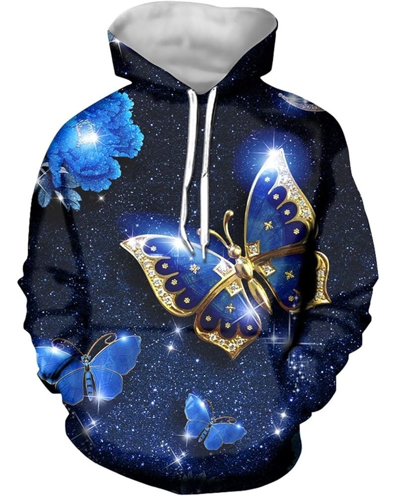 Women Girl Long Sleeve Hoodie Sweatshirts Loose Fit Comfortable Athletic Pullover Hooded Tops Galaxy Butterfly - Blue $13.44 ...