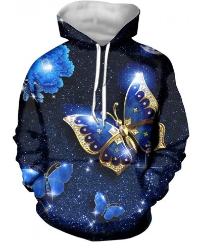 Women Girl Long Sleeve Hoodie Sweatshirts Loose Fit Comfortable Athletic Pullover Hooded Tops Galaxy Butterfly - Blue $13.44 ...