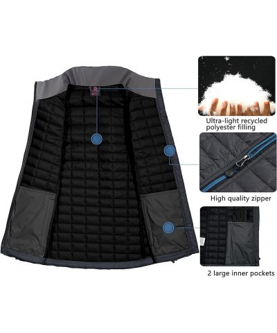 Women's Puffer Vest, Lightweight Warm Sleeveless Jacket for Hiking Travel Golf Steel Gray/Black A2 $21.60 Vests