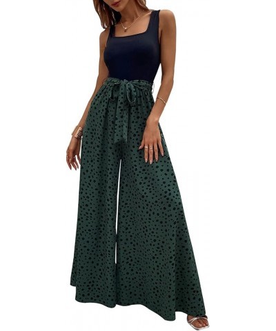 Women's Jumpsuits Dressy Casual Summer Loose Wide Leg Tank Top Jumpsuit with Belt 5642green $19.27 Dresses