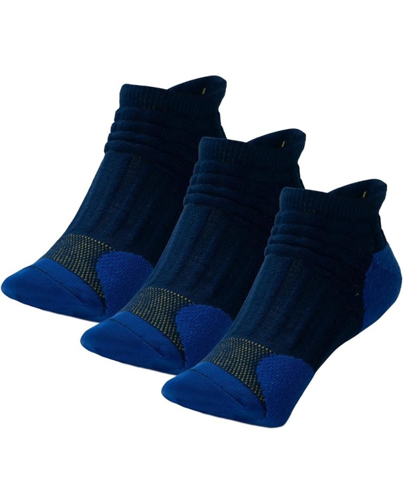 Athletic Running Performance Low-Cut Sport Socks Navy Blue/Yellow (3 Pack) $10.02 Socks