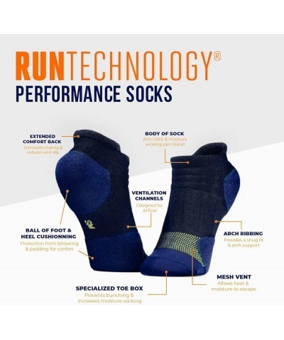 Athletic Running Performance Low-Cut Sport Socks Navy Blue/Yellow (3 Pack) $10.02 Socks